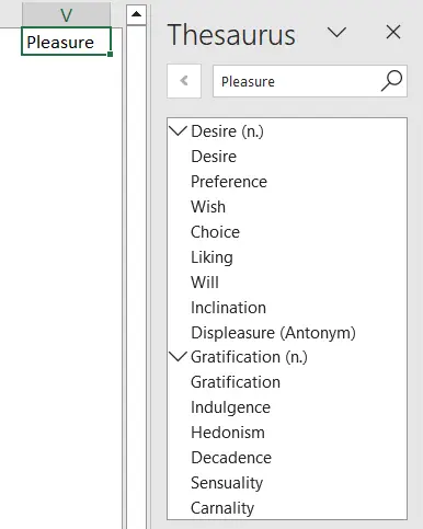 Excel Shortcut Open Thesaurus