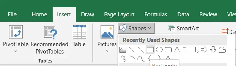 Excel Shortcut Shapes