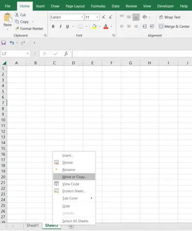 Excel Shortcut Move Current Worksheet