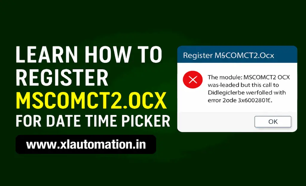 Learn How to Register MSCOMCT2.OCX File For Date Time Picker